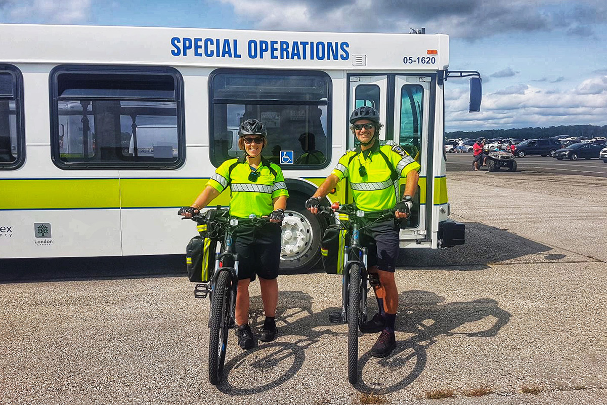 two paramedics with bikes