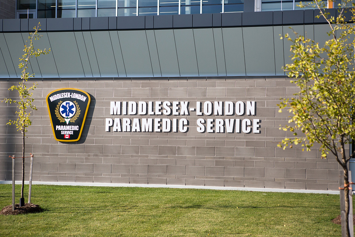 Middlesex London Paramedic Services Building sign