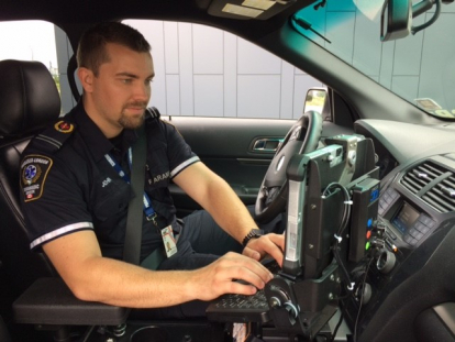 Picture of a paramedic in a vehicle